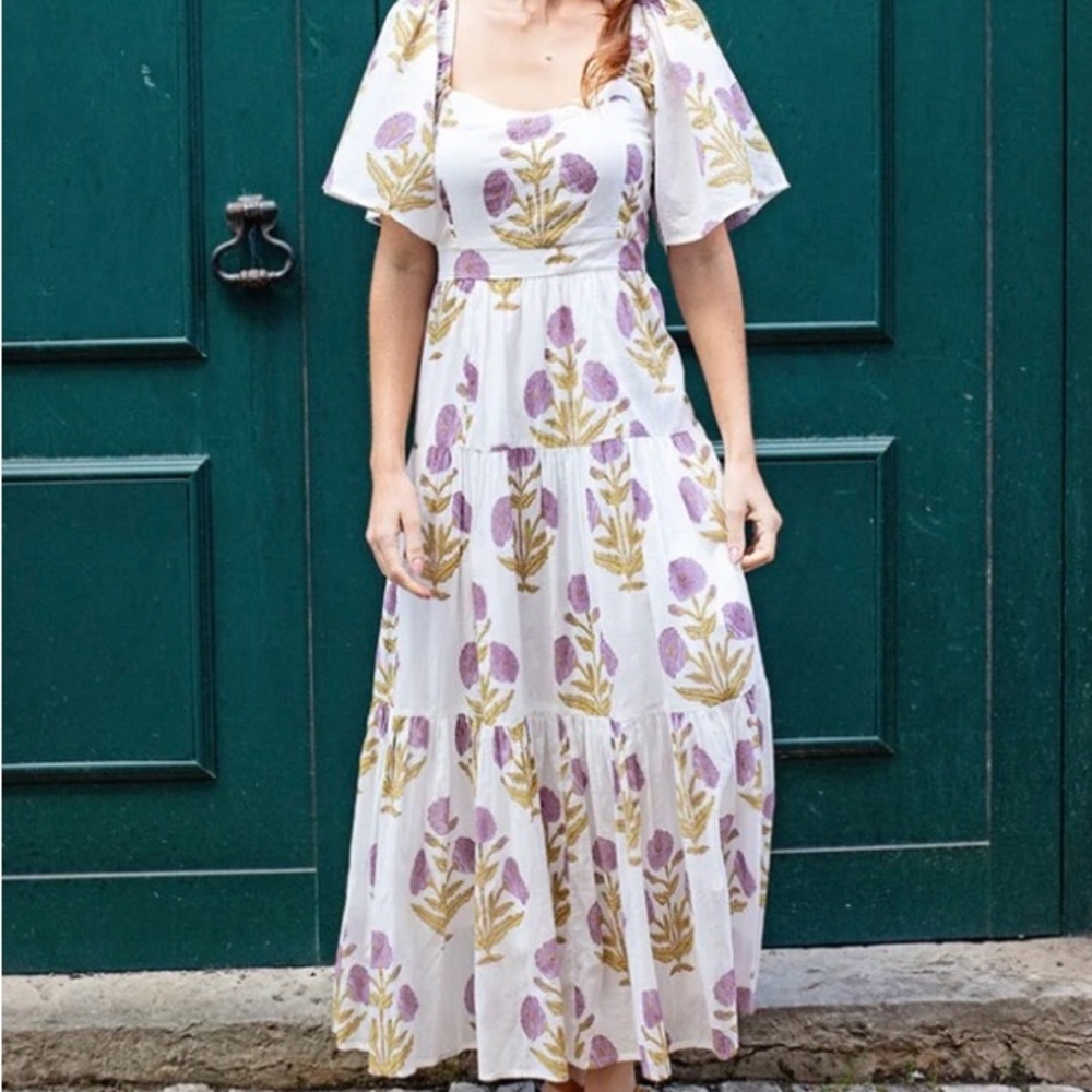 Floral White and Purple Dress